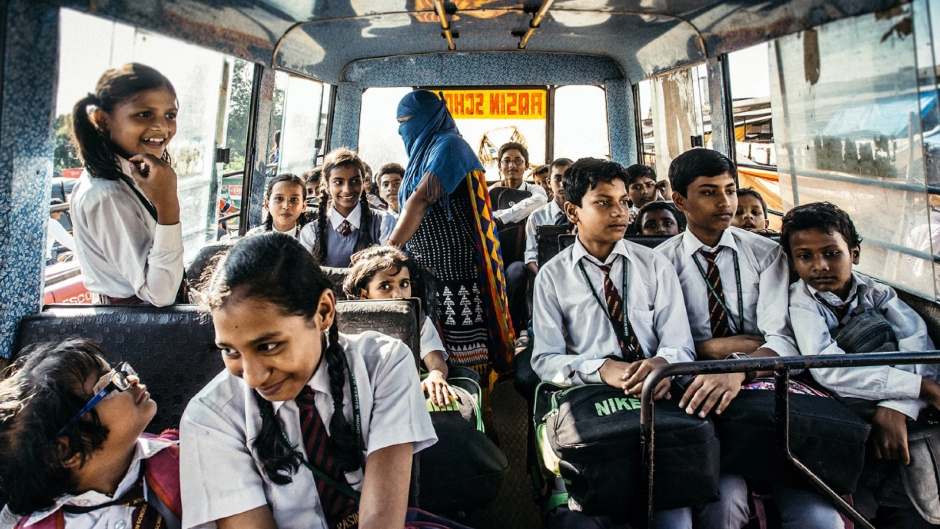 students on a schoolbus