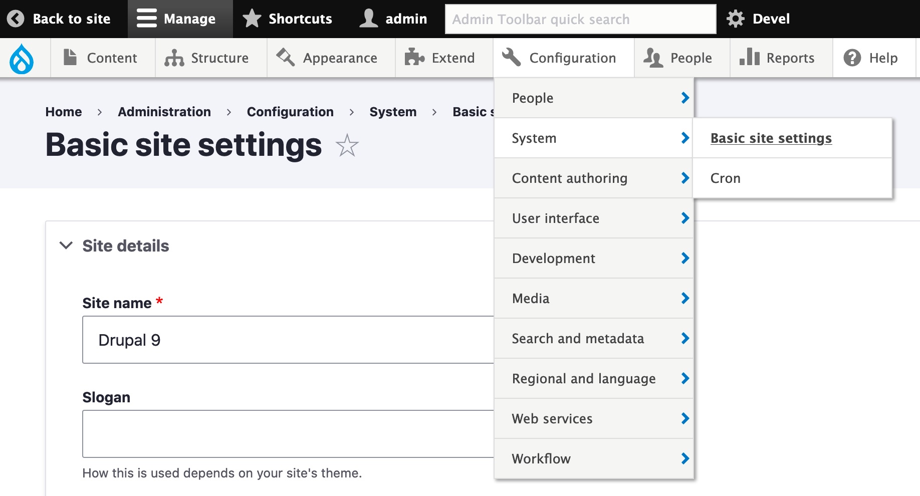 Admin Tool Bar
