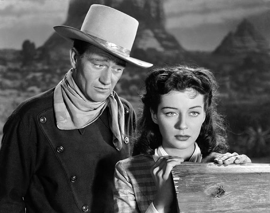 John Wayne, the quintessential American Cowboy & Gale Russell in “Angle and the Badman” film, 1947 via PickPik