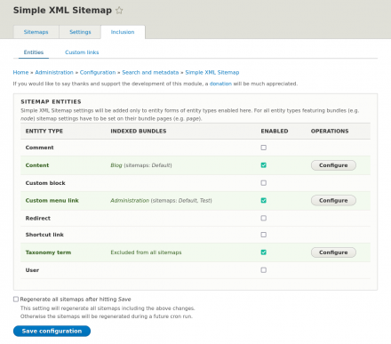 Simple XML Sitemap Module 