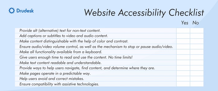 Web accessibility checklist