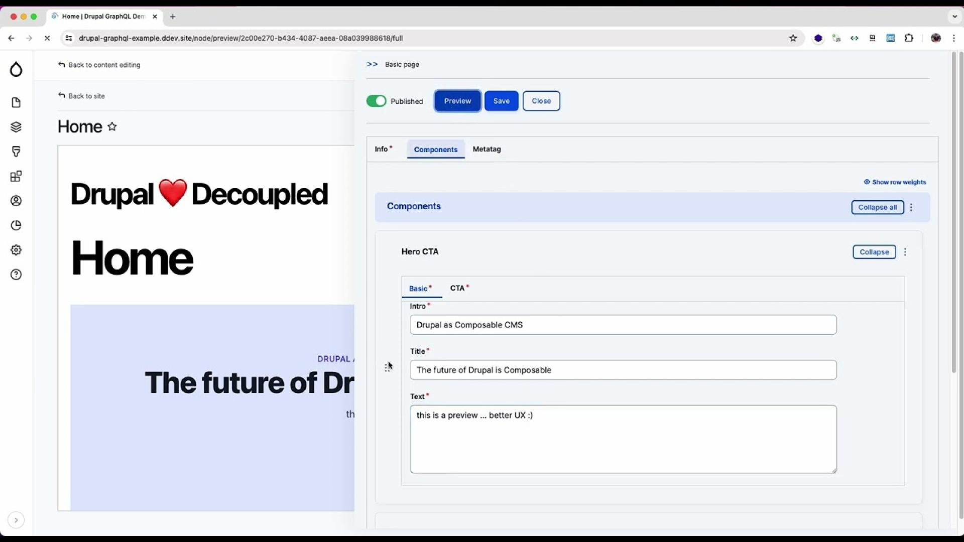 Drupal Decoupled Home page