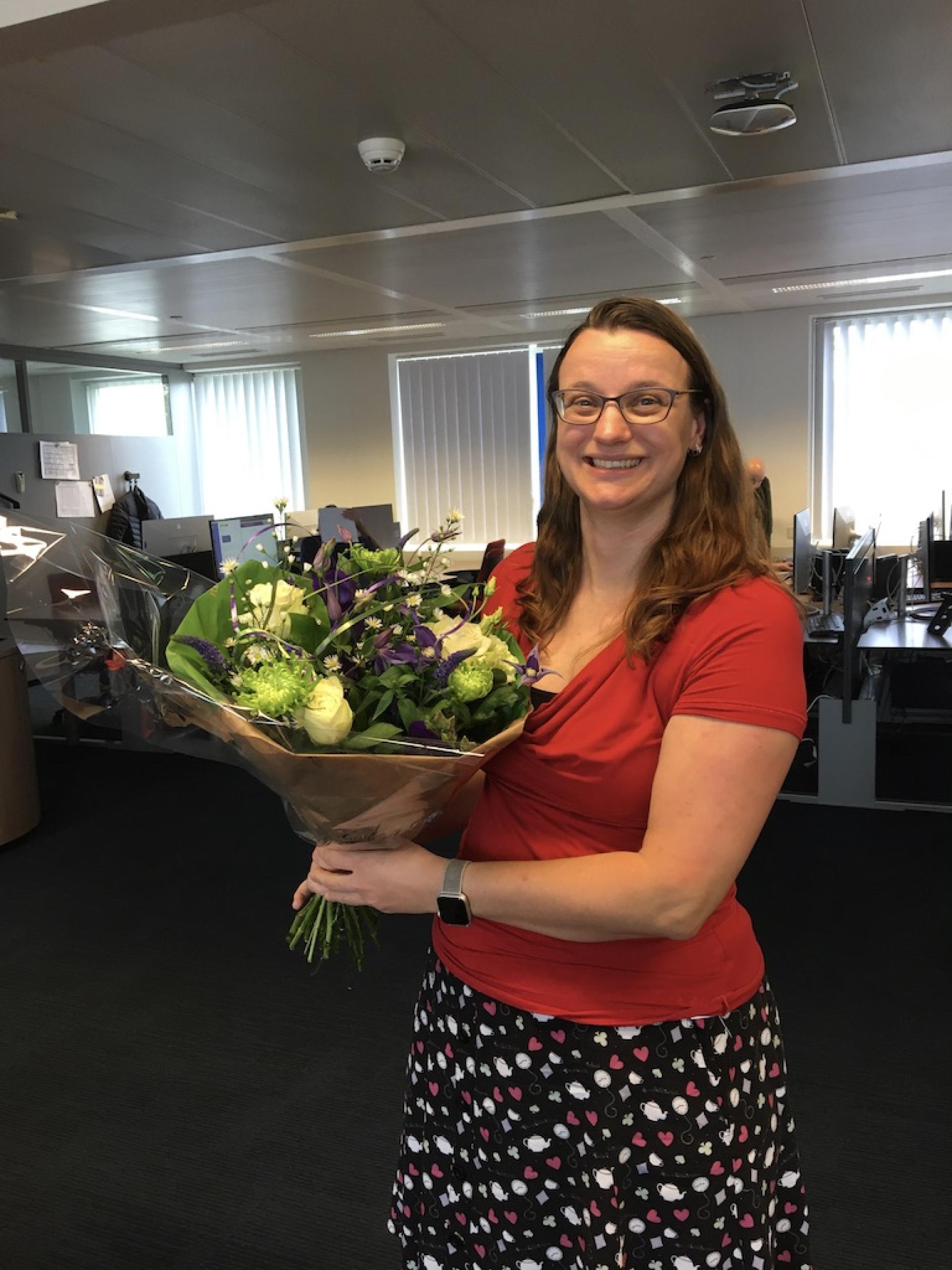 flowers at the day Esmeralda got a permanent contract at DICTU