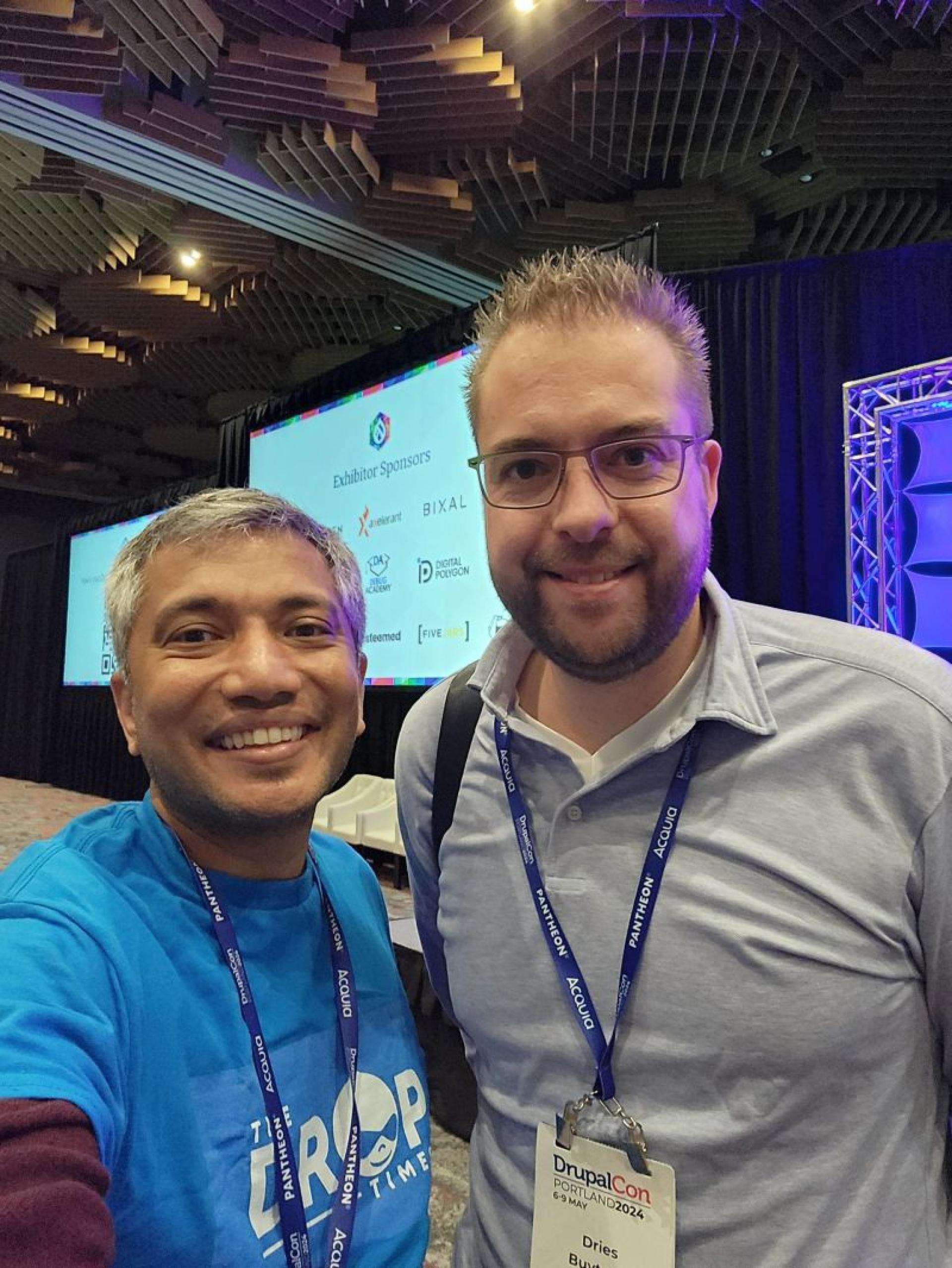 Anoop John with Dries Buytaert