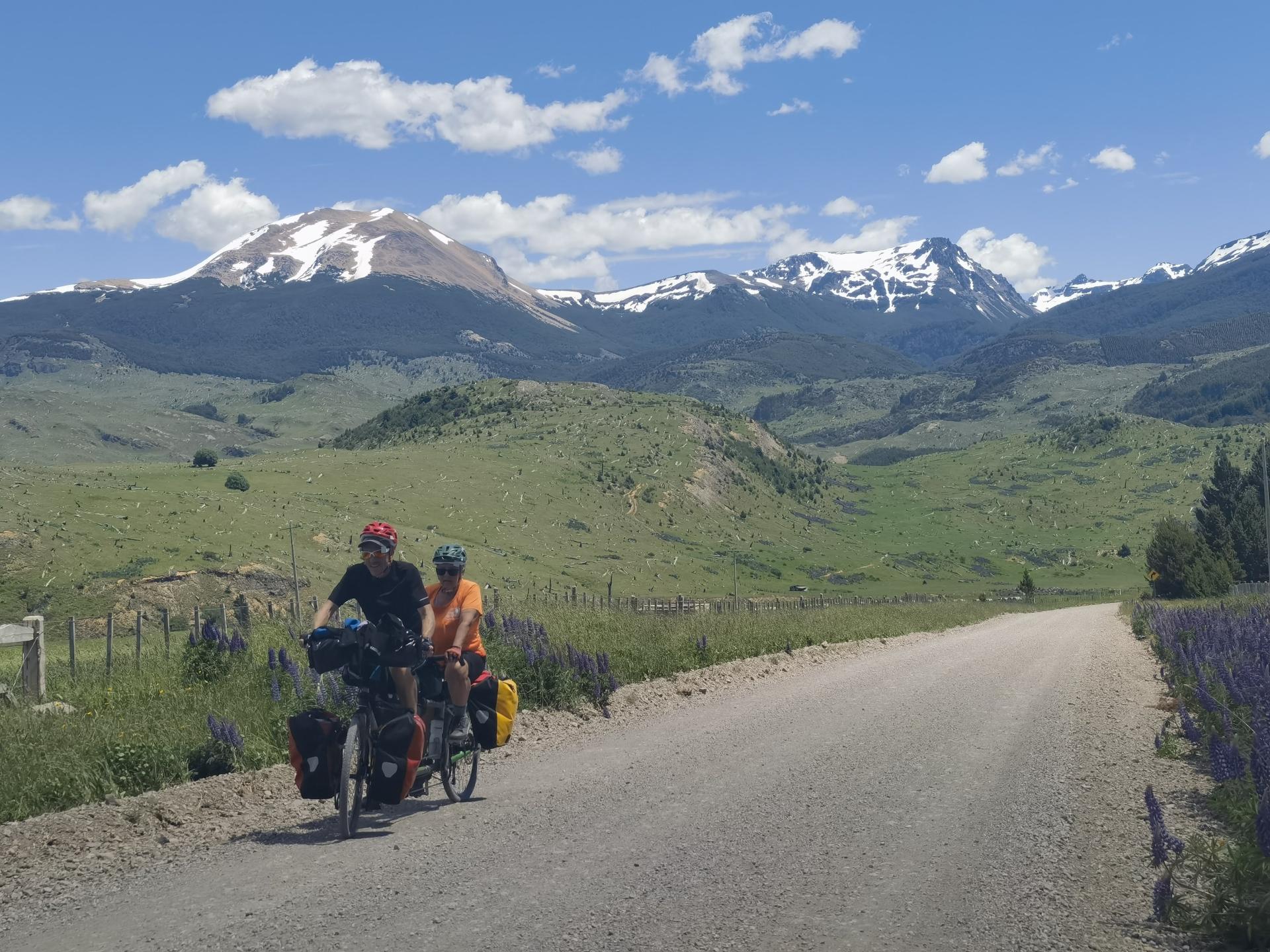 Randy Fay and his spouse Nancy is not afraid of taking the lonely path on a bicycle Randy Fay and his spouse Nancy is not afraid of taking the lonely path on a bicycle