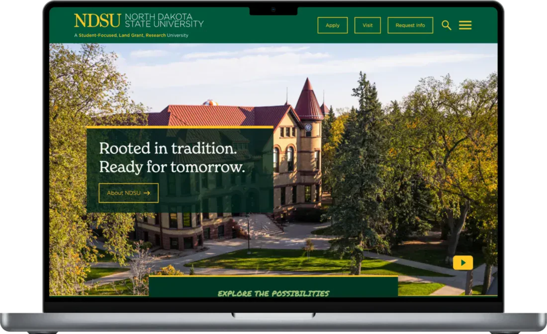 Home page displayed on a laptop