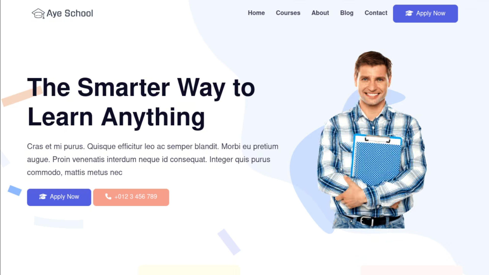 Aye School theme homepage displayed in the WordPal conversion gallery.