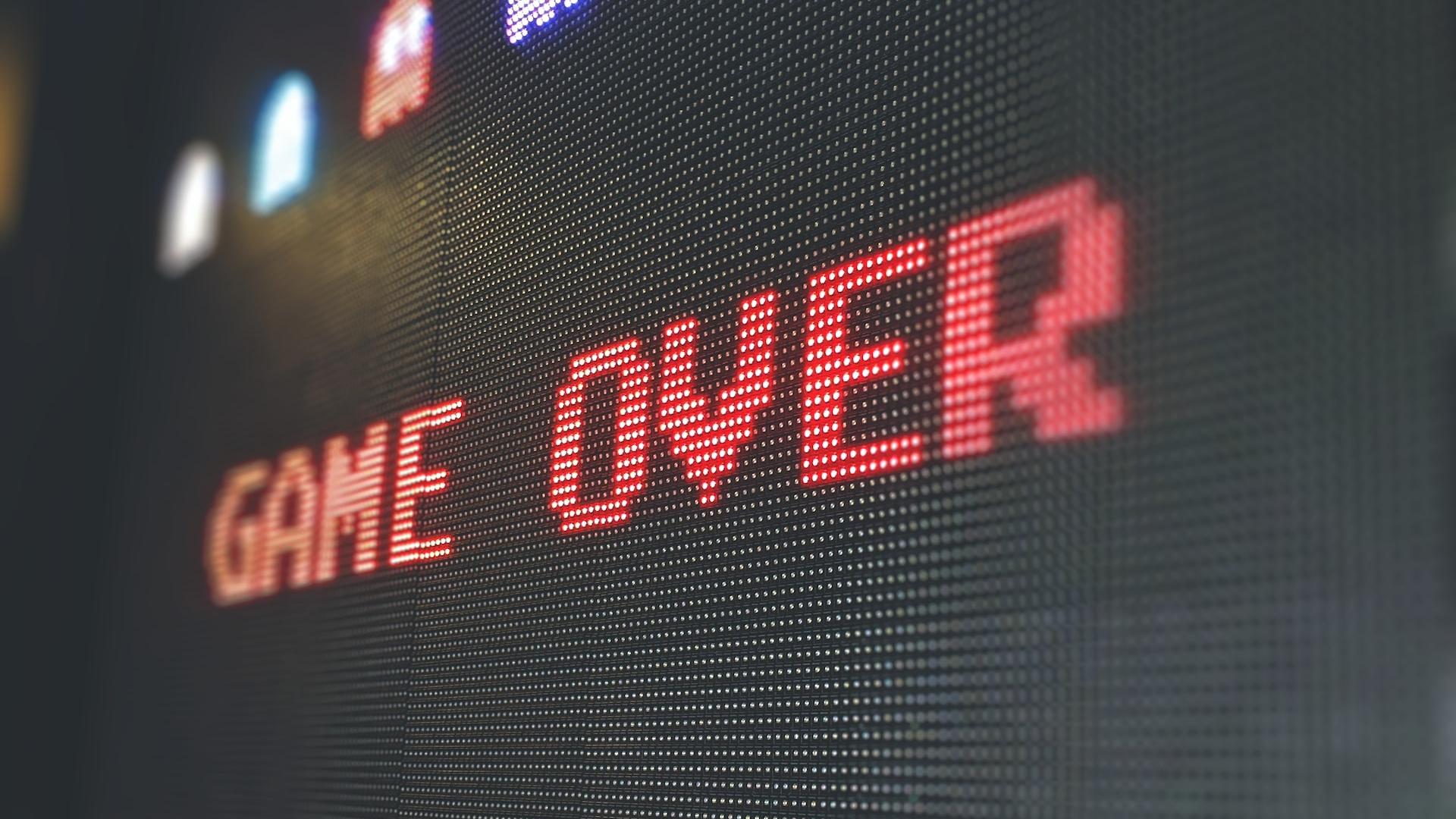 A pacman screen showing game over message