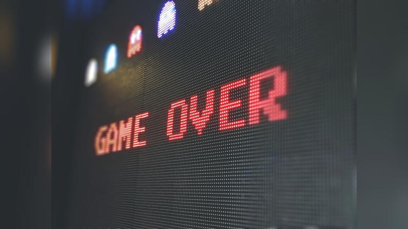 A pacman screen showing game over message