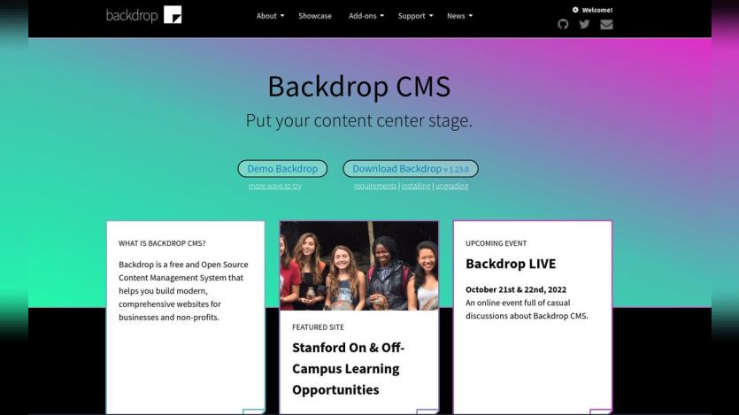 home page of Backdrop CMS project