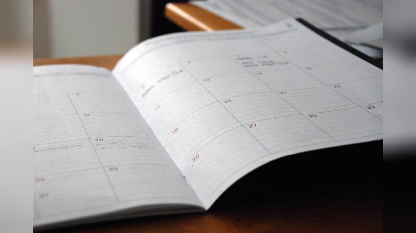 A planner book/diary in open position