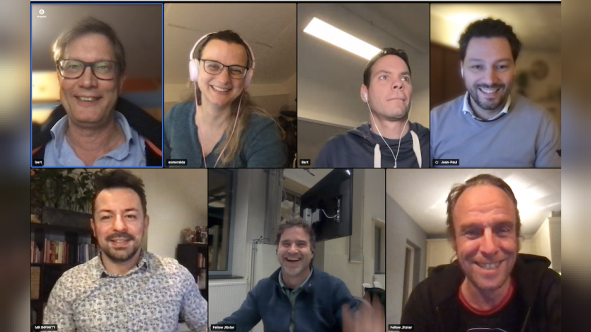 Sreenshot of an online meeting of the board of directors of the Drupal Netherlands Foundation.