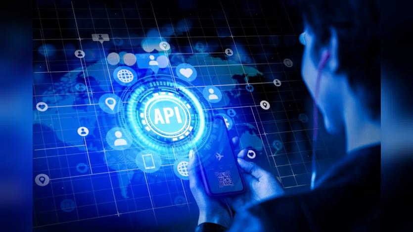 a person looking at a hologram of API