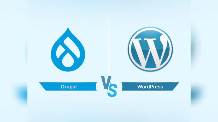 Logos of Drupal and WordPress