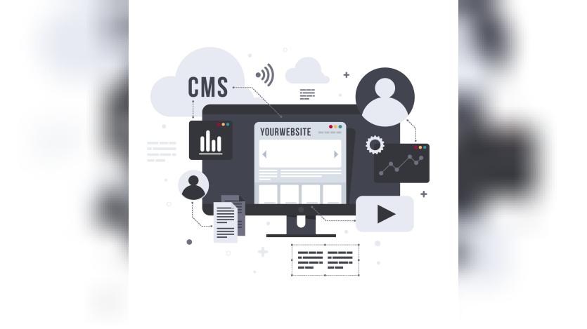  CMS concept illustration in flat design