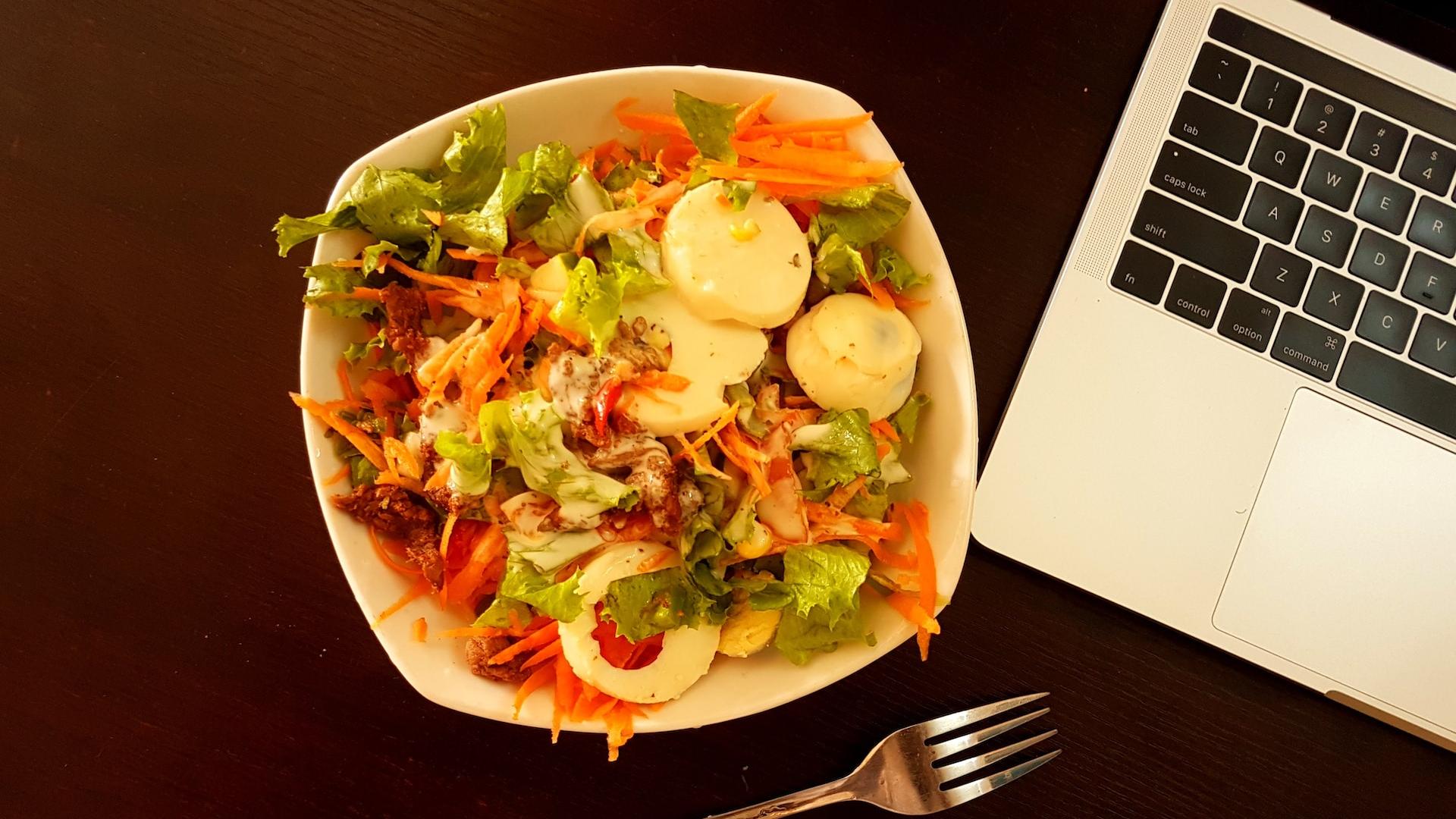 Lunch near laptop