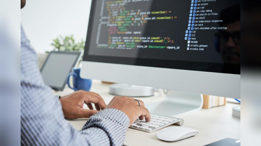 man working on laptop