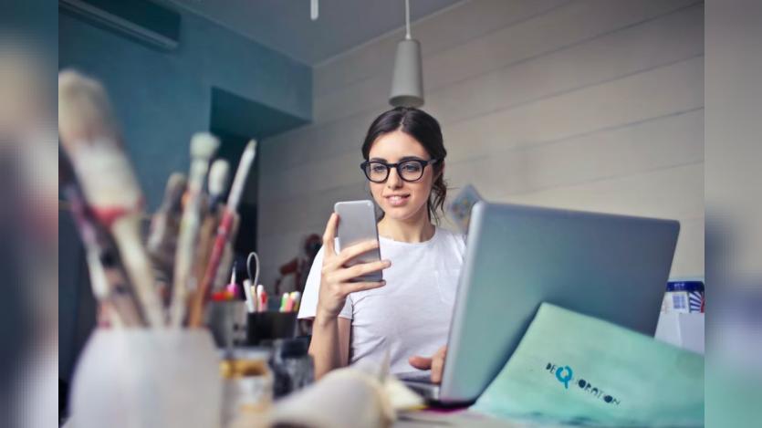 a girl working