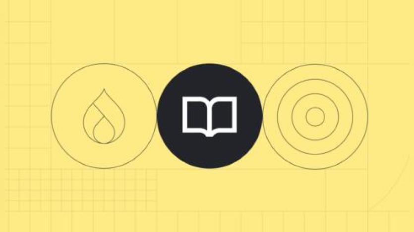 Drupla logo, book and a loop