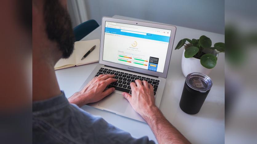 man working in laptop