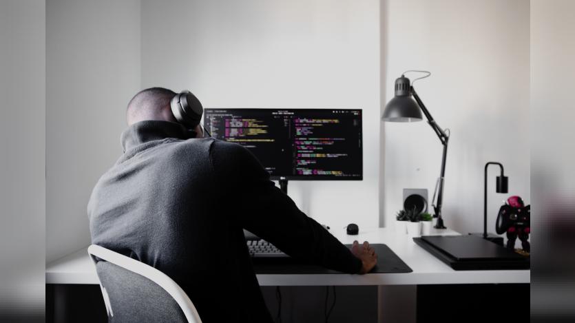 Person working with laptop