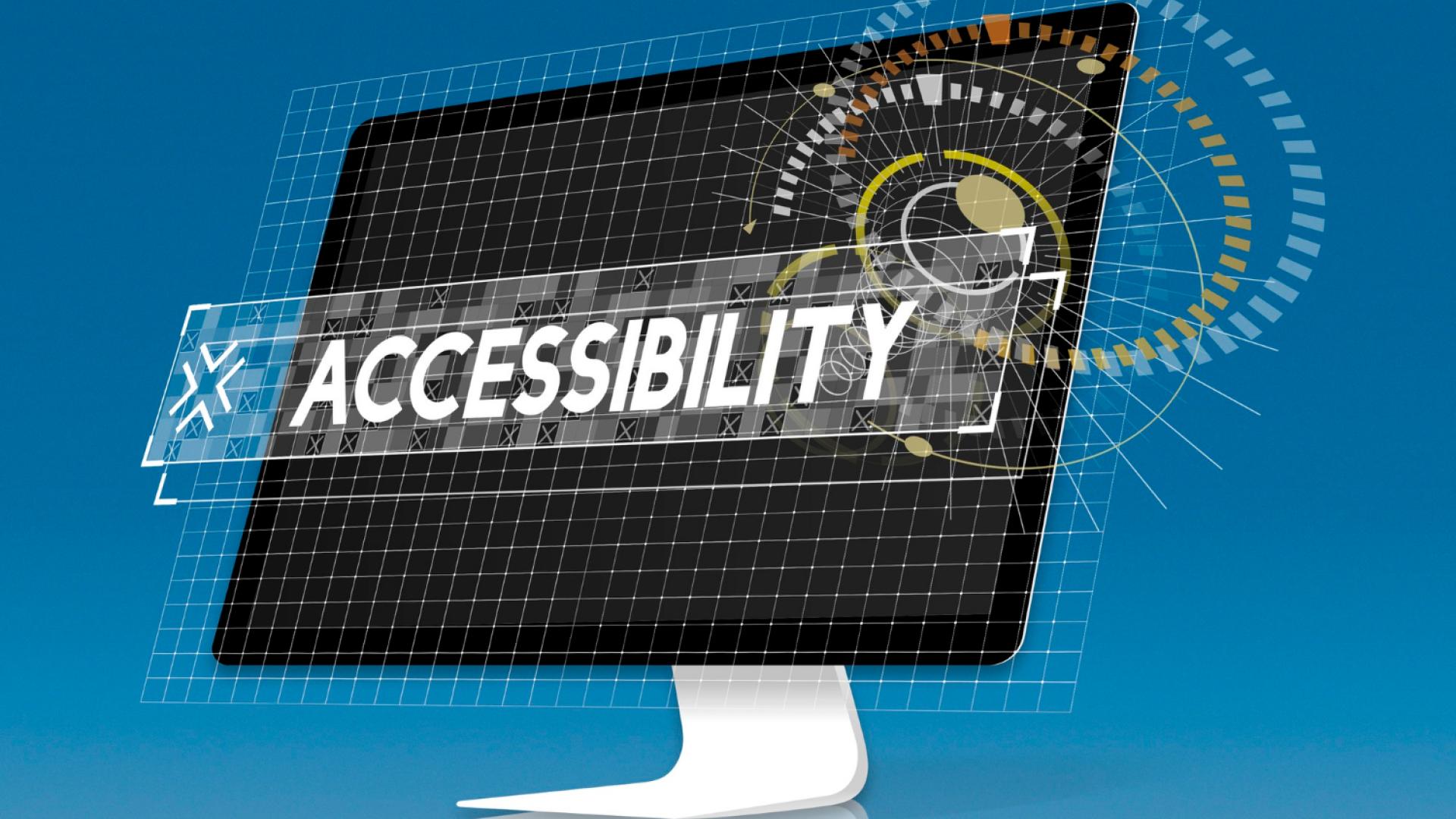  computer screen with accessbility word graphic popup