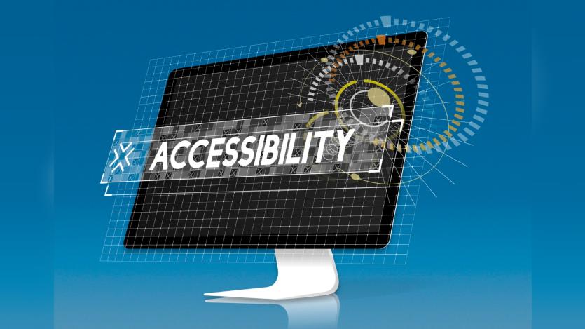  computer screen with accessbility word graphic popup