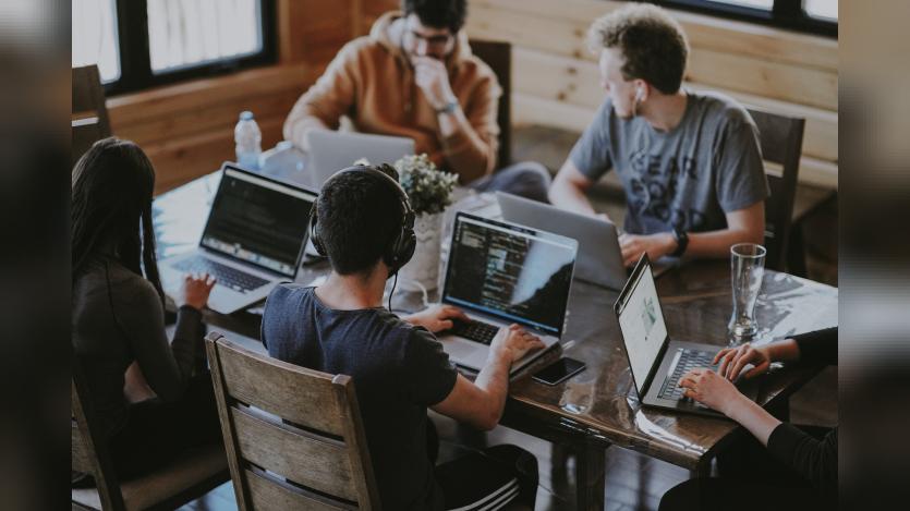 people working in computer