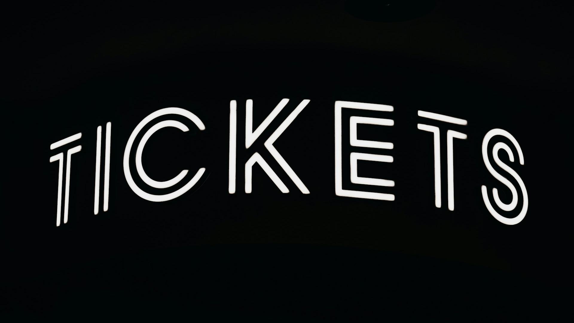 Tickets written in black background