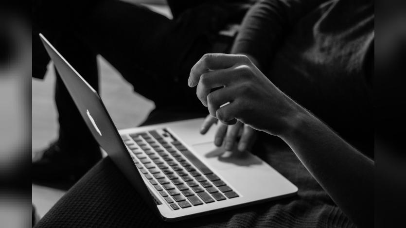 Person working with laptop