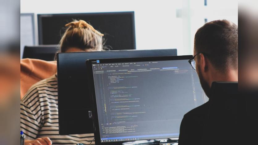 people working in computer