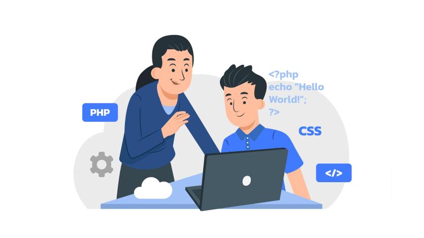 organic flat computer programming illustration