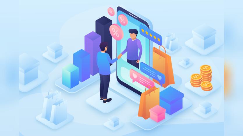 Isometric sales representative illustration