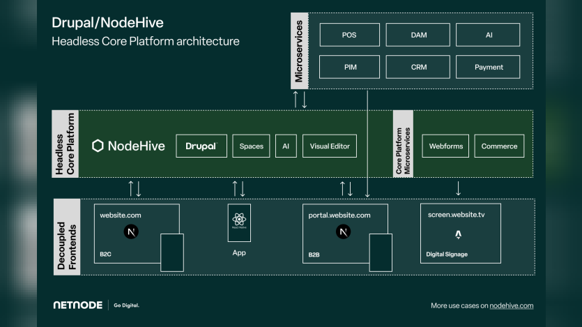 NodeHive headless CMS core platform architecture