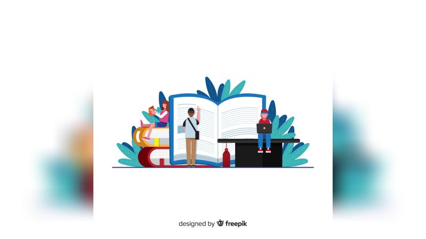 People reading books illustration
