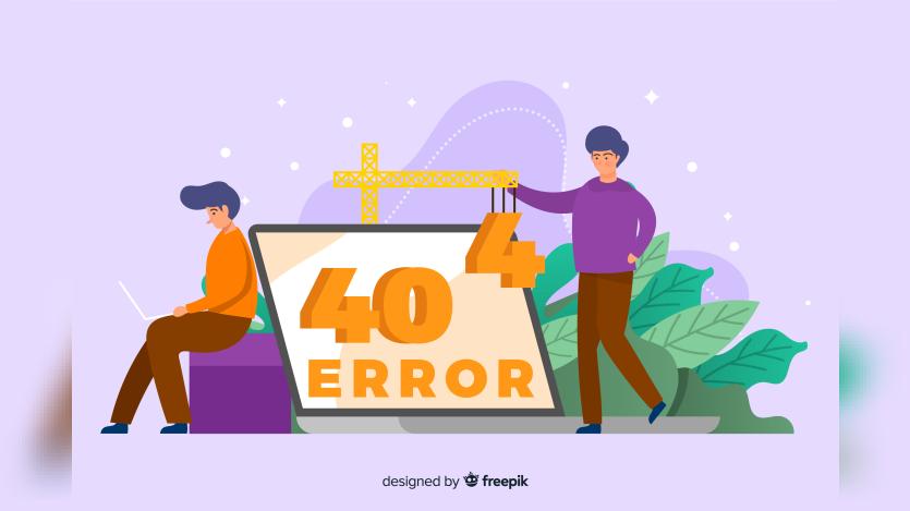 Error 404 landing page template flat design