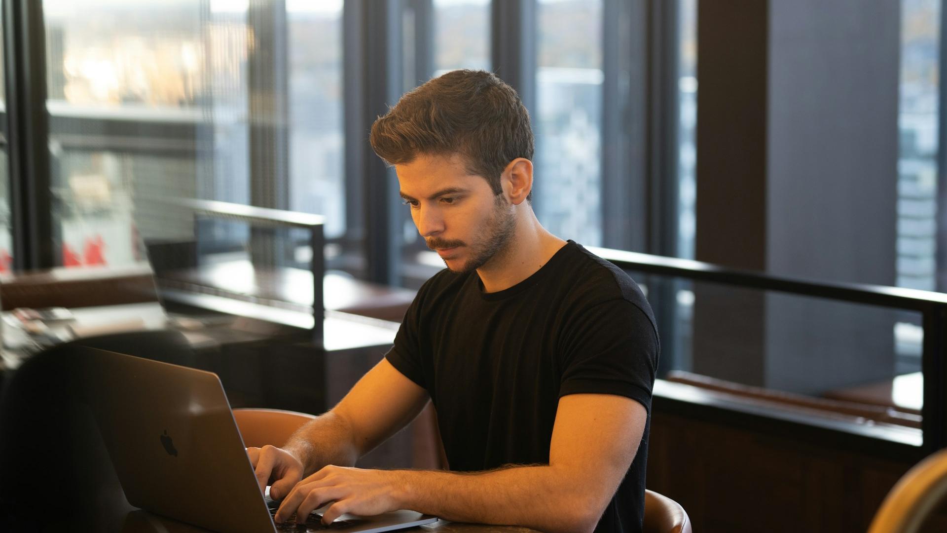 a person working in computer
