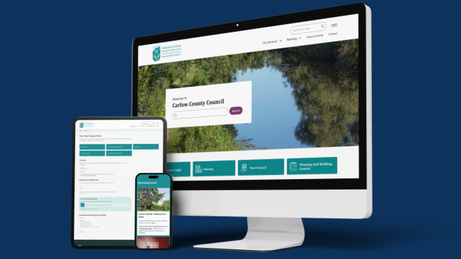 Carlow County Council's website is responsive across all devices.
