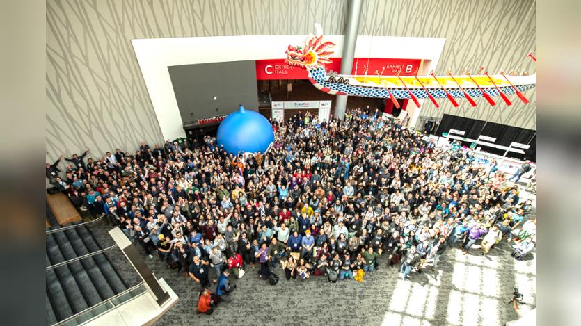 Attendees gather at DrupalCon Portland 2024 for the group photo