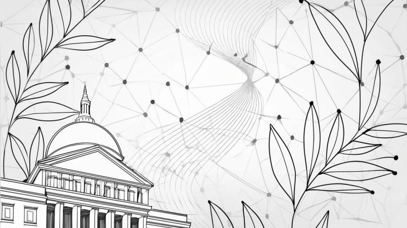 Firefly a classic government building with a stylized network overlay 54927