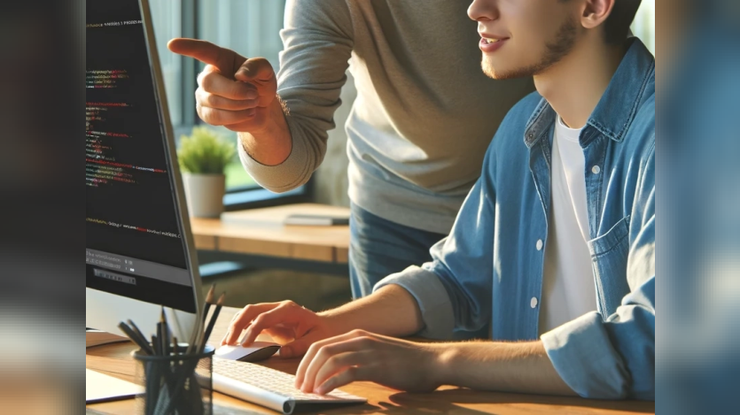 man typing on laptop