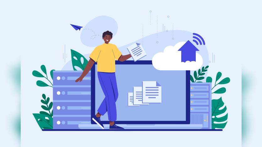 Hand drawn flat design website hosting illustration