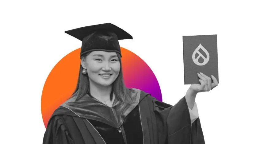 Graduate with Drupal logo