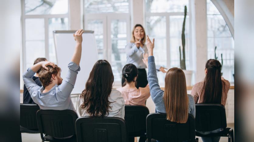 Female speaker giving presentation
