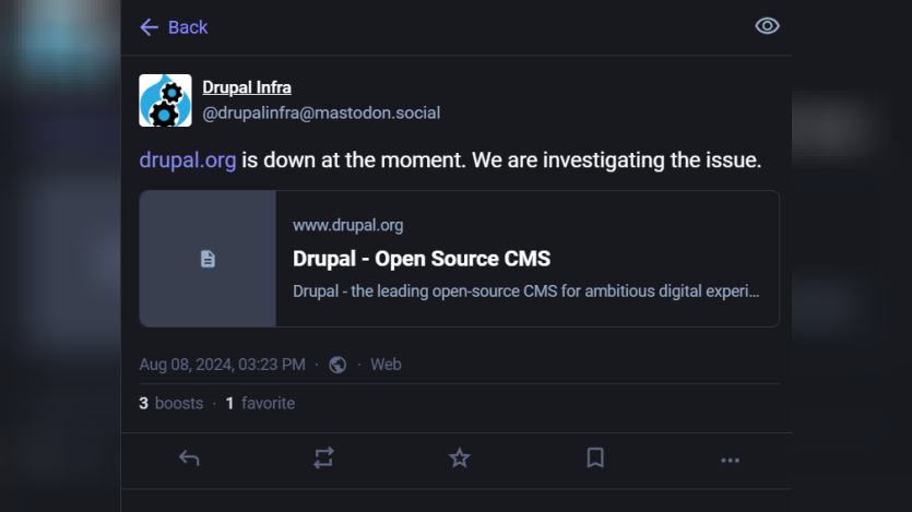 Drupal Site Outage Resolved After Brief Downtime