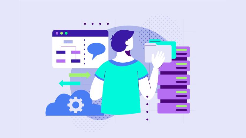 Hand drawn flat design sql illustration