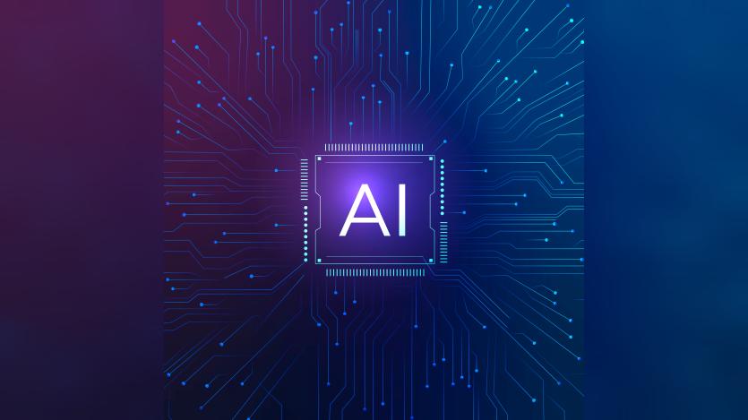 AI technology microchip background vector digital transformation concept