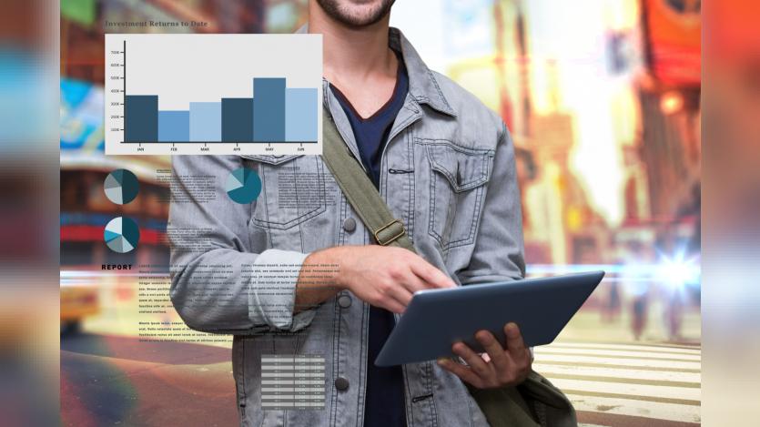 Man working with a tablet