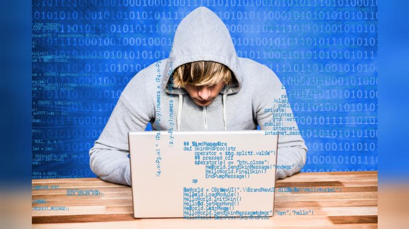 Teen studying computer science