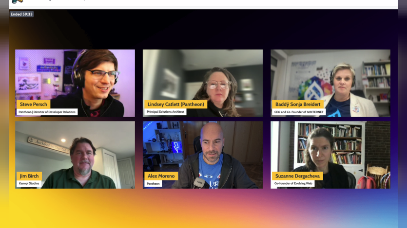 screenshot of Drupal CMS Launch virtual meet